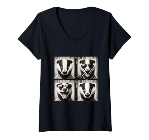 Damen Lustiger Dachs Mit Sonnenbrille T-Shirt mit V-Ausschnitt Damen Lustiger Dachs Mit Sonnenbrille T-Shirt mit V-Ausschnitt von Cooler Dachs Lustige Dachsfreunde Sammlung