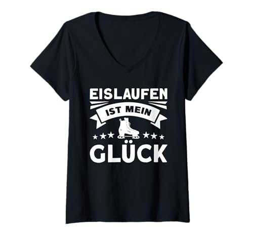Damen Eislaufen Ist Mein Glück T-Shirt mit V-Ausschnitt Damen Eislaufen Ist Mein Glück T-Shirt mit V-Ausschnitt von Cooler Eislaufen Spruch Eislaufen Ist Mein Glück