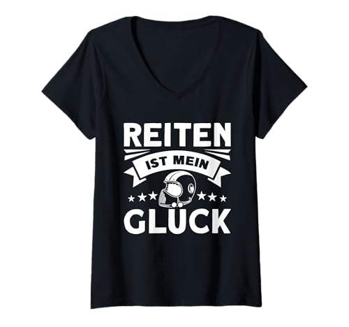 Damen Reiten Ist Mein Glück T-Shirt mit V-Ausschnitt Damen Reiten Ist Mein Glück T-Shirt mit V-Ausschnitt von Cooler Reiter Spruch Reiten Ist Mein Glück Outfit