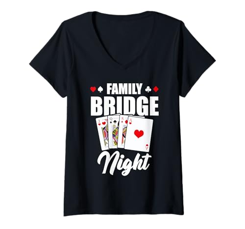 Damen Bridge Kartenspiel Spielkarten Design Für Spieleabend T-Shirt mit V-Ausschnitt von Cooles Bridge Trick Taking Kartenspiel Apparel