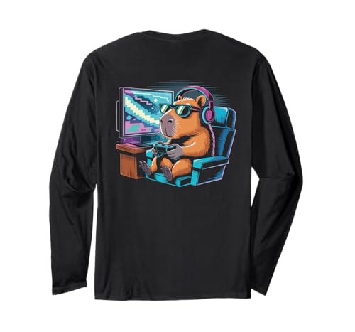 Capybara Sonnenbrille Gaming Cool Vibes Männer Frauen Kinder Langarmshirt von Cooles Capybara Sonnenbrille Kopfhörer Meme Trend