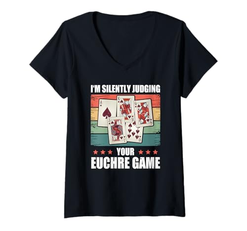 Damen I'm Silently Judging Your Euchre Game Lustiges Kartenspiel T-Shirt mit V-Ausschnitt Damen I'm Silently Judging Your Euchre Game Lustiges Kartenspiel T-Shirt mit V-Ausschnitt von Cooles Euchre Karten Outfit