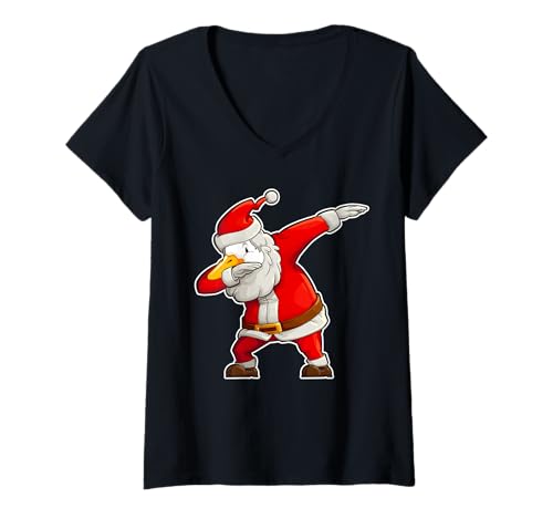 Damen Dabbende Dabbing Weihnachtsgans Weihnachtsmann Outfit T-Shirt mit V-Ausschnitt Damen Dabbende Dabbing Weihnachtsgans Weihnachtsmann Outfit T-Shirt mit V-Ausschnitt von Cooles Gans Enten Design Geschenkidee Grafik