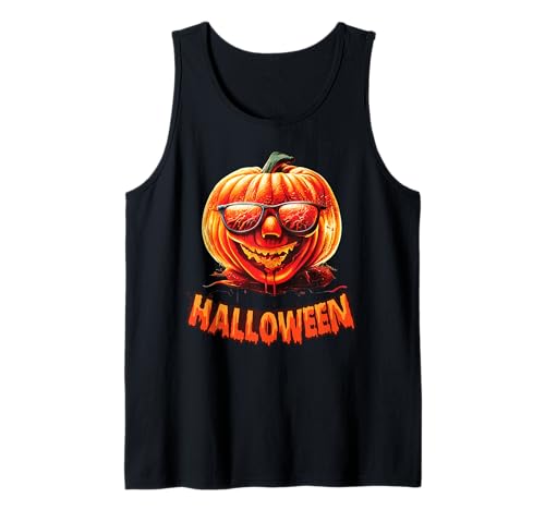 Lustiges Halloween Kostüm Kürbis Gesicht Herren Damen Tank Top von Cooles Kostüm Halloween Blut Fasching Karneval