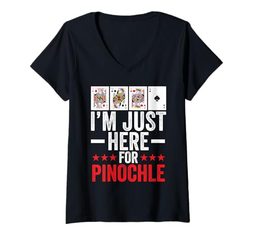 Damen I'm Just Here for Pinochle - Kartenspiel Spieleabend T-Shirt mit V-Ausschnitt von Cooles Pinochle Karten Outfit