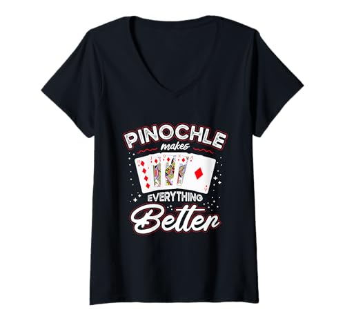 Damen Pinochle Bash Design Männer Frauen - Karten Spieleabend T-Shirt mit V-Ausschnitt von Cooles Pinochle Karten Outfit