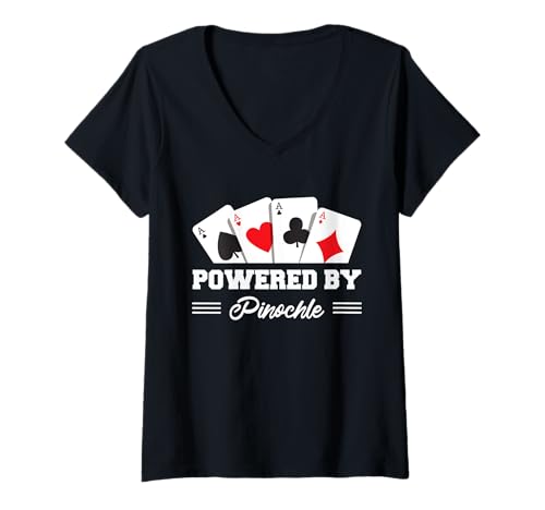 Damen Lustiges Binokel Apparel Partner Cooles Trick Taking Spiel T-Shirt mit V-Ausschnitt von Cooles Pinochle Spieler Apparel