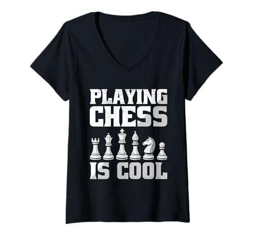 Damen Lustiges Schachspiel Schach Schachspieler Schachfiguren T-Shirt mit V-Ausschnitt Damen Lustiges Schachspiel Schach Schachspieler Schachfiguren T-Shirt mit V-Ausschnitt von Cooles Schach Design Für Anfänger und Profis
