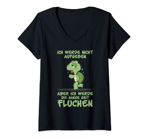 Damen Ich Werde Nicht Aufgeben Aber Die Ganze Zeit Fluchen Jogger T-Shirt mit V-Ausschnitt Damen Ich Werde Nicht Aufgeben Aber Die Ganze Zeit Fluchen Jogger T-Shirt mit V-Ausschnitt von Cooles Schildkröten Fun Turtle Design Schnellgehen