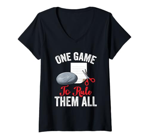Damen Schere Stein Papier Spruch - One Game to Rule Them All T-Shirt mit V-Ausschnitt von Cooles Spiel Apparel Für Schule Und Universität
