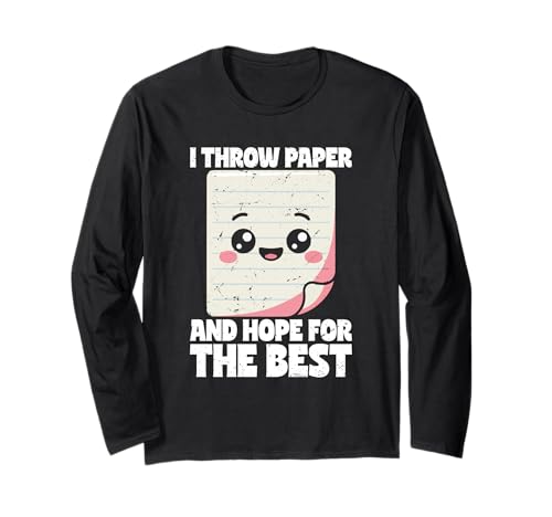 Schere Stein Papier Männer Frauen Kinder Kawaii Papier Langarmshirt von Cooles Spiel Apparel Für Schule Und Universität