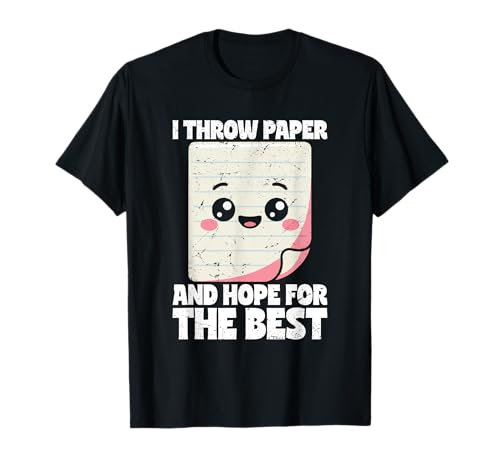 Schere Stein Papier Männer Frauen Kinder Kawaii Papier T-Shirt von Cooles Spiel Apparel Für Schule Und Universität