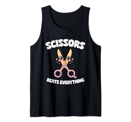 Schere Stein Papier Männer Frauen Kinder Kawaii Schere Tank Top von Cooles Spiel Apparel Für Schule Und Universität