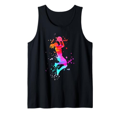 Basketballerin Wasserfarbe Basketball Mädchen Damen Kinder Tank Top von Cooles Wasserfarbe Basketball Frauen Geschenke
