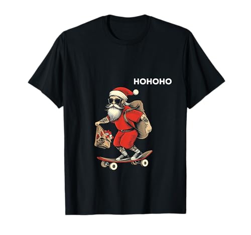 Santa auf Skateboard Skater Geschenk Herren Weihnachtsmann T-Shirt von Cooles Weihnachtsshirt Geschenke für Ihn Nikolaus