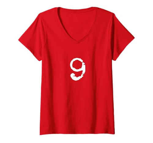 Damen T-Shirt Nummer 9, leuchtende Farben, für Kinder und Erwachsene T-Shirt mit V-Ausschnitt Damen T-Shirt Nummer 9, leuchtende Farben, für Kinder und Erwachsene T-Shirt mit V-Ausschnitt von Coolest Number Tees