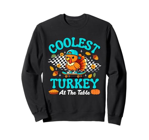 Thanksgiving Coolest Turkey at Table Boys Kids Sweatshirt von Coolest Turkey At The Table Funny Thanksgiving Tee