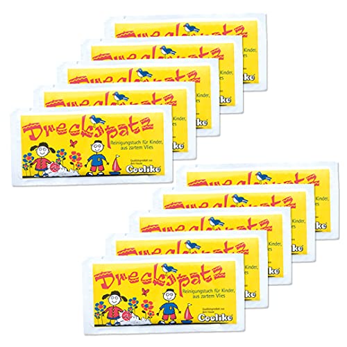 Erfrischungstuch "Dreckspatz" aus Vlies | 10 Stück | Für Kinder | Mit Kirschduft von Coolike