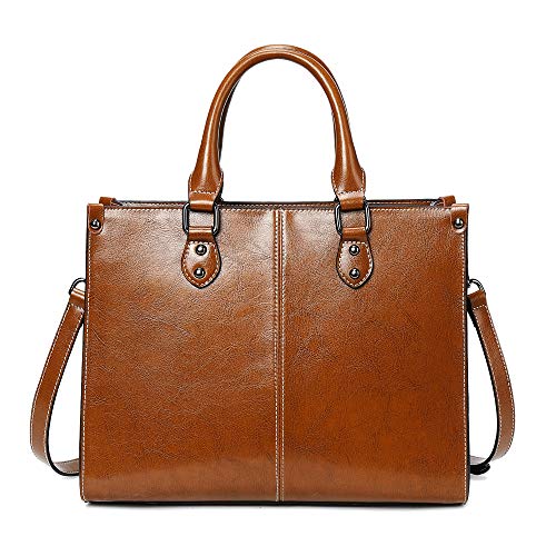 Coolives Damen Handtasche Henkeltasche Umhängetasche Schultertasche Kleine Shopper Tasche aus Leder Braun EINWEG von Coolives