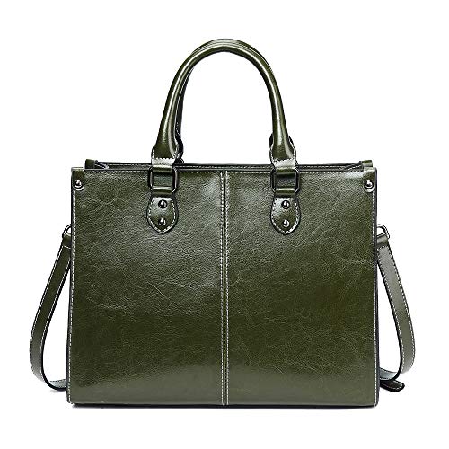 Coolives Damen Handtasche Henkeltasche Umhängetasche Schultertasche Kleine Shopper Tasche aus Leder Grün EINWEG von Coolives