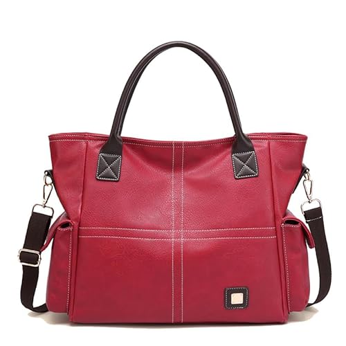Coolives Damen Henkeltasche Schultertasche Handtasche Damenhandtasche aus PU-Leder Tasche Damentasche Umhängetasche Taschen für Frauen Mutter Rot von Coolives