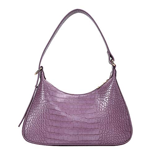 Coolives Damen Kleine Schultertasche aus PU-Leder Vintage Krokodilmuster Tasche Elegant Damenhandtasche für Dame Teenager-Mädchen Lila EINWEG von Coolives