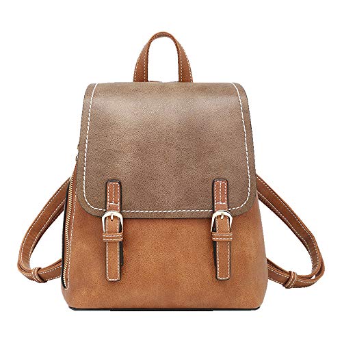 Coolives Damen Mini Rucksack mit Klappe Vintage Rucksackhandtasche aus PU-Leder Teenager-Mädchen Frau Rucksäcke Daypack Karamellfarbe EINWEG von Coolives