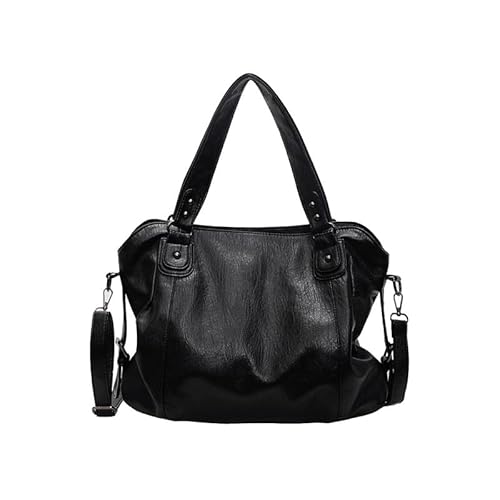 Coolives Damen Schultertasche Handtasche mit Schultergurt Damenhandtasche Henkeltasche Tasche aus PU-Leder Hobo Shopper Damentasche Umhängetasche Taschen für Frauen Mutter Schwarz von Coolives