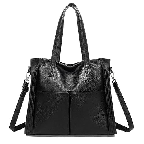 Coolives Damen Schultertasche Shopper Handtasche Tote Damenhandtasche Hobo Henkeltasche aus PU-Leder Tasche Damentasche Umhängetasche Taschen für Frauen Mutter Schwarz von Coolives