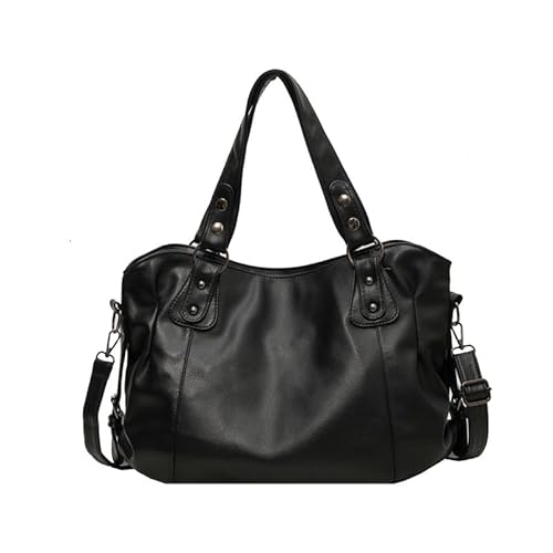 Coolives Damen Schultertasche mit Schultergurt Handtasche Damenhandtasche Henkeltasche Tasche aus PU-Leder Hobo Shopper Damentasche Umhängetasche Taschen für Frauen Mutter Schwarz von Coolives