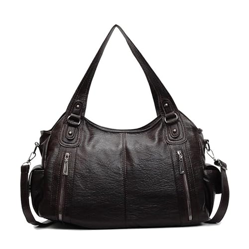Coolives Damen Shopper Handtasche Große Schultertasche Damenhandtasche Henkeltasche aus PU-Leder Tasche Damentasche Umhängetasche Taschen für Frauen Mutter Dunkelbraun von Coolives