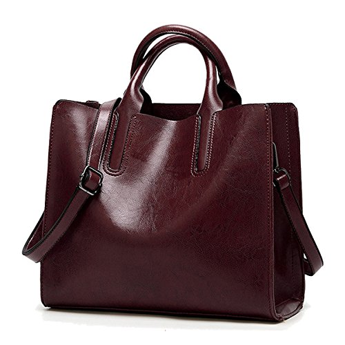 Coolives Damen Shopper Tasche aus PU-Leder mit Schulterriemen Schultertasche Umhängetasche Quadrat Handtasche für Frauen Kaffee braun EINWEG von Coolives