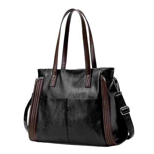 Coolives Damen Tote Tasche Hobo Handtasche Damenhandtasche aus PU-Leder Vintage Schultertasche Hobo Damentasche Henkeltasche Umhängetasche Retro Taschen für Frauen Mutter Schwarz von Coolives