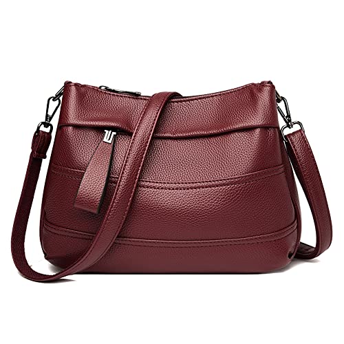 Coolives Damen Umhängetasche Handtasche aus PU-Leder Damentasche Mode Tasche Schultertasche Leichte Taschen Schultergurttasche für Frauen Mutter Elegante Damenhandtasche Rotwein von Coolives