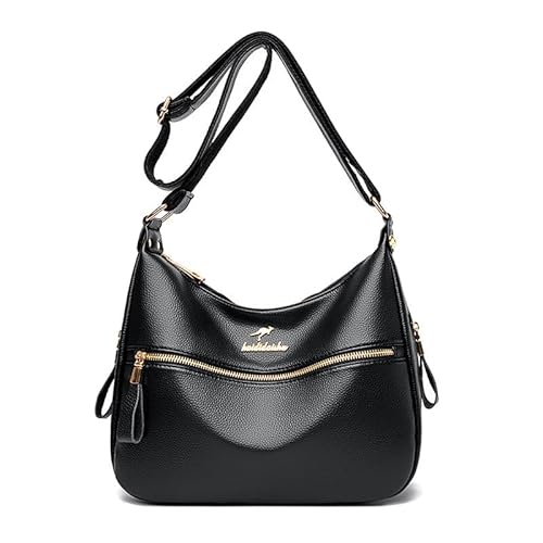 Coolives Damen Umhängetasche Umhängehandtasche Handtasche aus PU-Leder Damentasche Damenhandtasche Tasche Frauen Weiche Schultertasche Schultergurttasche für Mutter Schwarz von Coolives