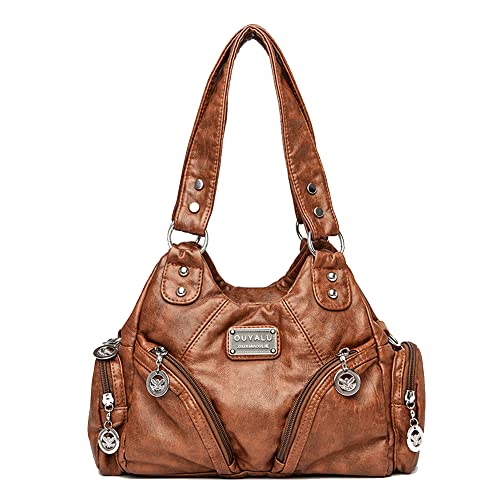 Coolives Damenhandtasche aus PU-Leder Damen Hobo Handtasche Tasche Vintage Schultertasche Hobo Damentasche Henkeltasche Umhängetasche Retro Taschen für Frauen Mutter Braun von Coolives