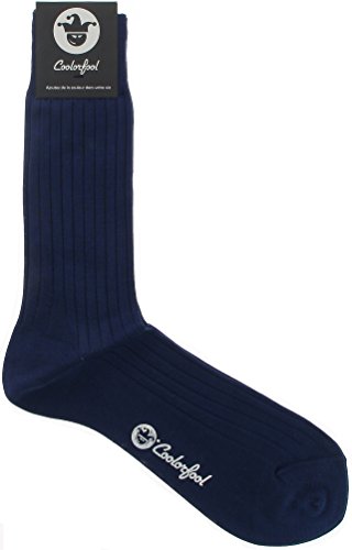 COOLORFOOL Socken aus 100 % Baumwolle, extra langstapelig, hohe Qualität, 25 leuchtende Farben, fein und weich, für Herren, Damen, Teenager, hergestellt in Italien, Marineblau., 35-37 von Coolorfool