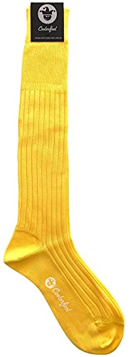 Coolorfool 1 Paar Kniestrümpfe – lange Socken – Herren – luxuriöse schottische Fil d'Ecosse – feine 100% Baumwolle Gelb T41/42 von Coolorfool