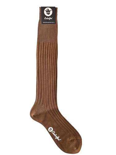 Coolorfool 1 Paar Kniestrümpfe – lange Socken – Herren – luxuriöse schottische Fil d'Ecosse – feine 100% Baumwolle Haselnussbraun T43/45 von Coolorfool