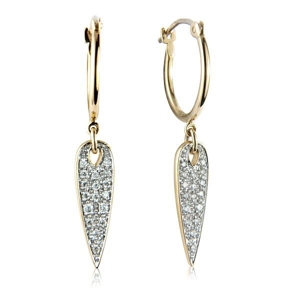 18 Karat Gelb - Und Weißgold-Diamant-Creolen Mit Einem Diamant-Tropfen, Pave-Set Diamanten, Diamantgewicht 0.20Ct, Uk Markenzeichen, Handgefertigt 18 Karat Gelb - Und Weißgold-Diamant-Creolen Mit Einem Diamant-Tropfen, Pave-Set Diamanten, Diamantgewicht 0.20Ct, Uk Markenzeichen, Handgefertigt von Coolrocksjewellery