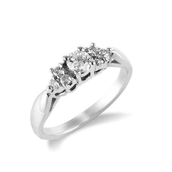 18Ct Weißgold 1/4Ct Runde Brillant Geschnitten Diamant-Ring, Uk Markenzeichen, Ring Größe L, M, N, 6 Stein Diamant-Ring von Coolrocksjewellery