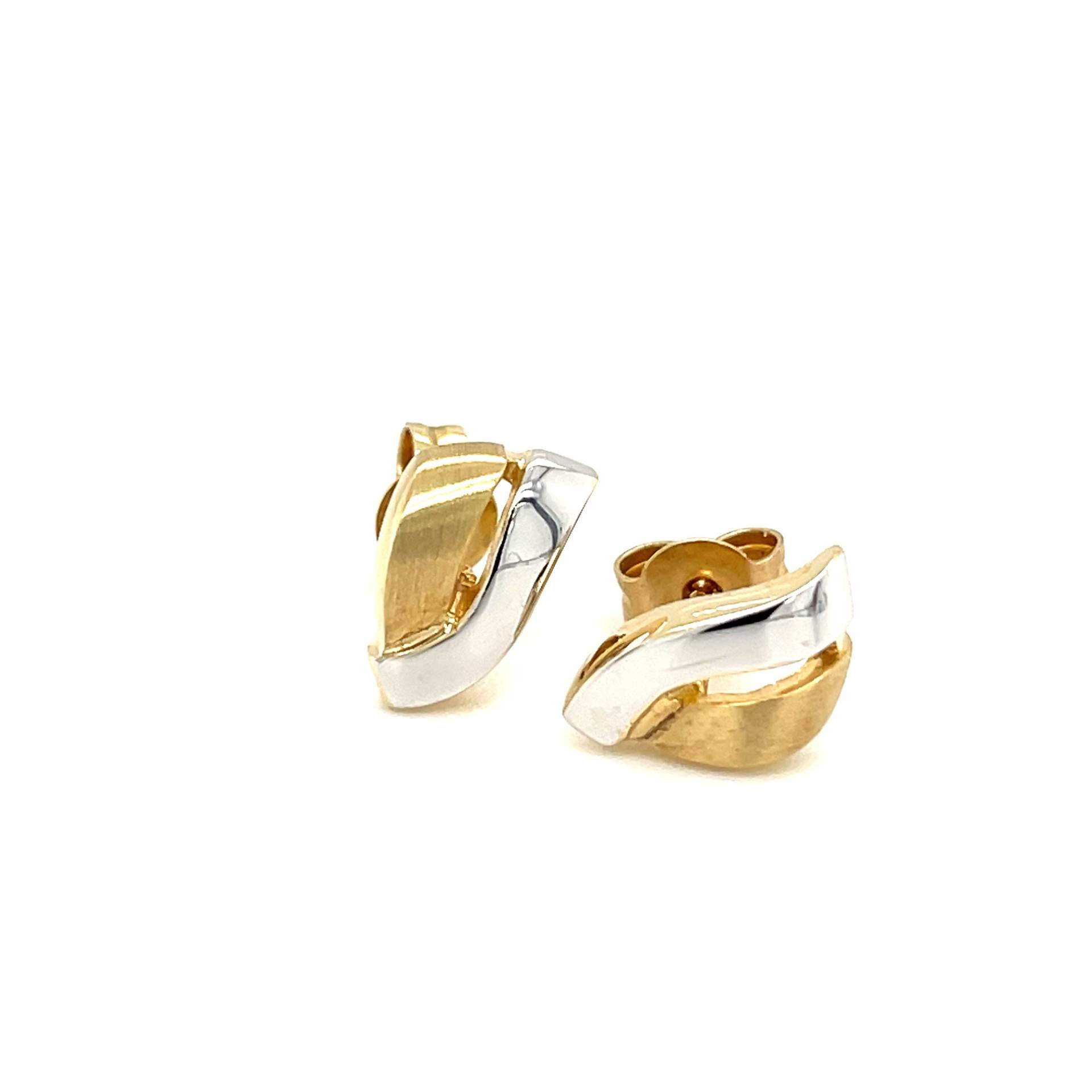 9 Karat Gelb - Und Weißgold-Ohrstecker, 2-Farbiger Goldohrring, Mit Schmetterlingsfassung, Uk-stempel von Coolrocksjewellery