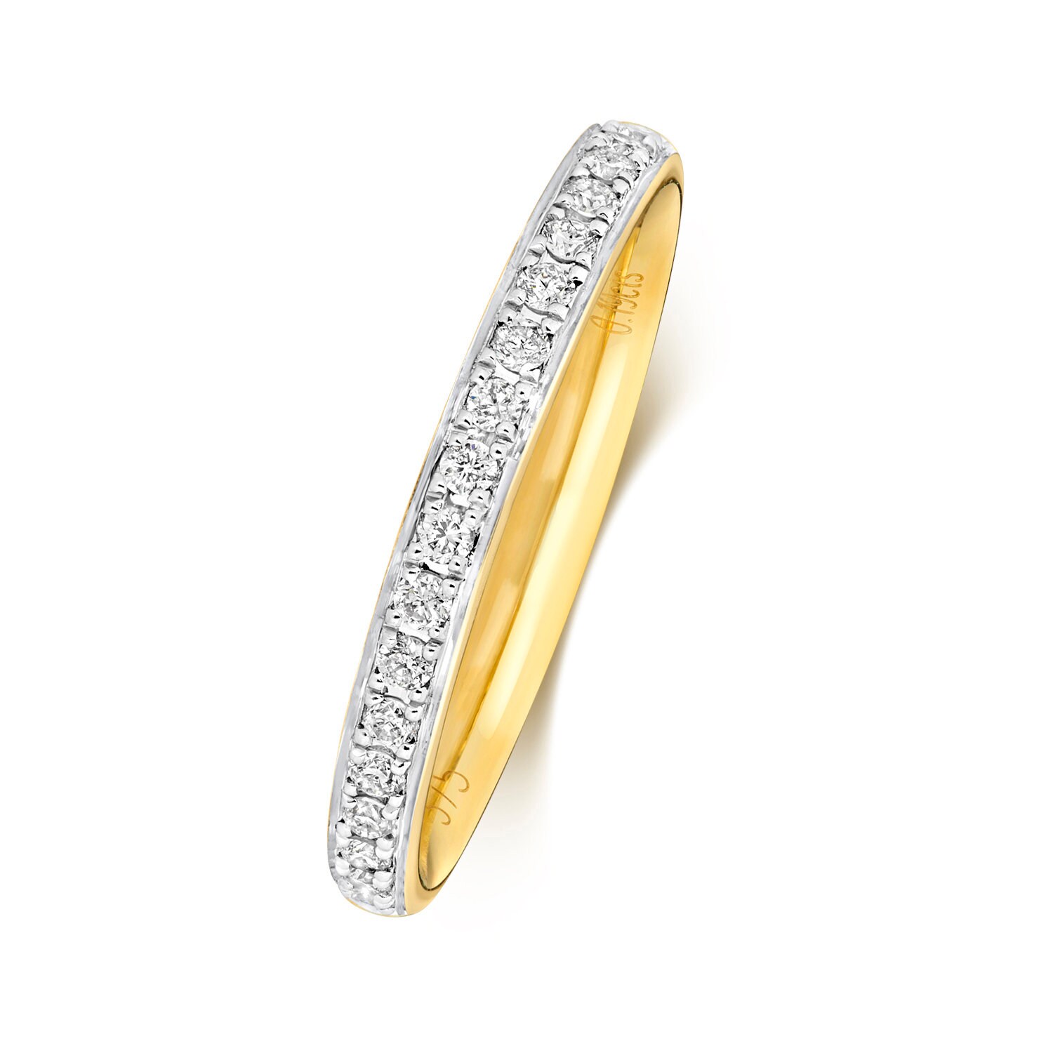 9Ct Gelbgold/18Ct 2, 7 Mm Korn Set Diamant Hochzeit/Ewigkeit Ring, Diamanten 1/2 Um Den Größen J-O, Gepunzt von Coolrocksjewellery