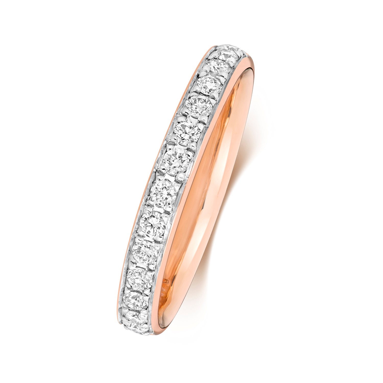 9Ct Rose Gold/18Ct 2, 7 Mm Korn Set Diamant Hochzeit/Ewigkeit Ring, Diamanten 1/2 Um Den Größen J-O, Gepunzt von Coolrocksjewellery