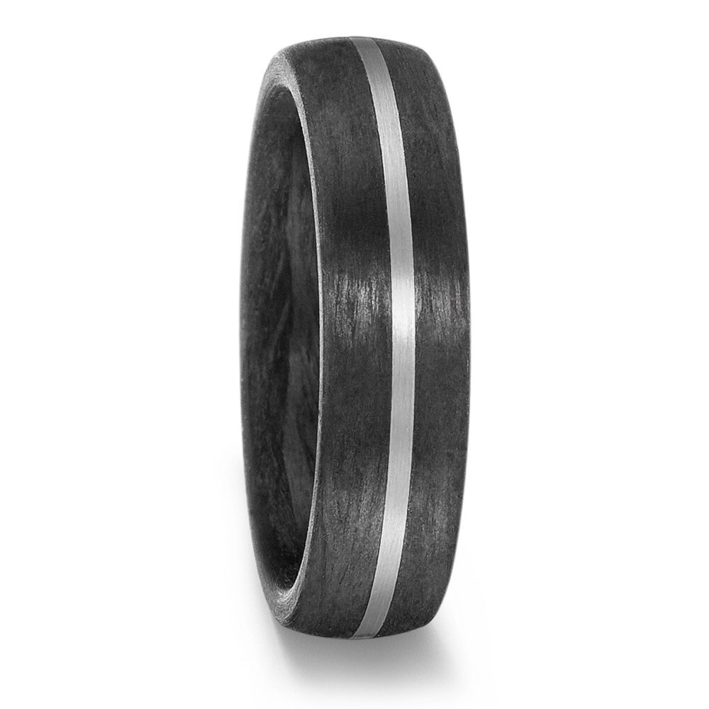 Carbon Fibre & Titanium 6mm Hof Ehering, Schwarze Hochzeit/Versprechensring, Freie Gravur, Größe J - Z+5, Matt Finish, Unisex Ring von Coolrocksjewellery