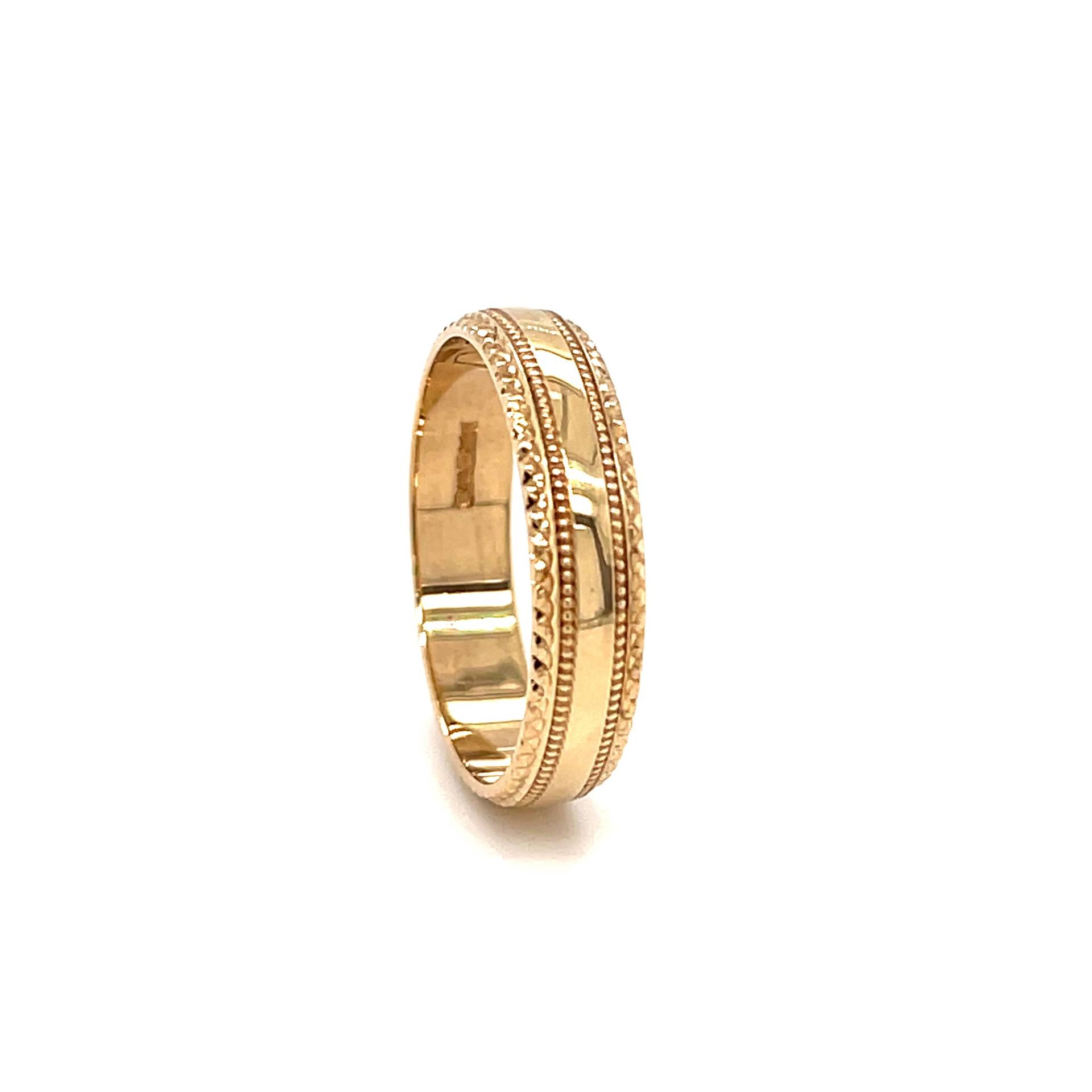 Gebrauchter 9Ct Gelbgold 4mm Diamantschliff, Ehering/Kleid Ring, Handgefertigt, Uk Punze, Größe M von Coolrocksjewellery