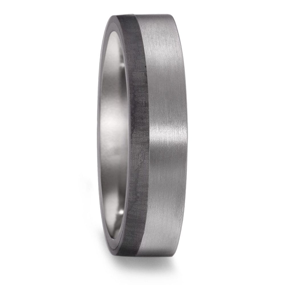 Tantal & Carbon Fibre Ehering, Erhältlich in 5mm - 8mm Breite, Unisex Größen J Z+3, Tantal, Fibre, Promise Ring von Coolrocksjewellery