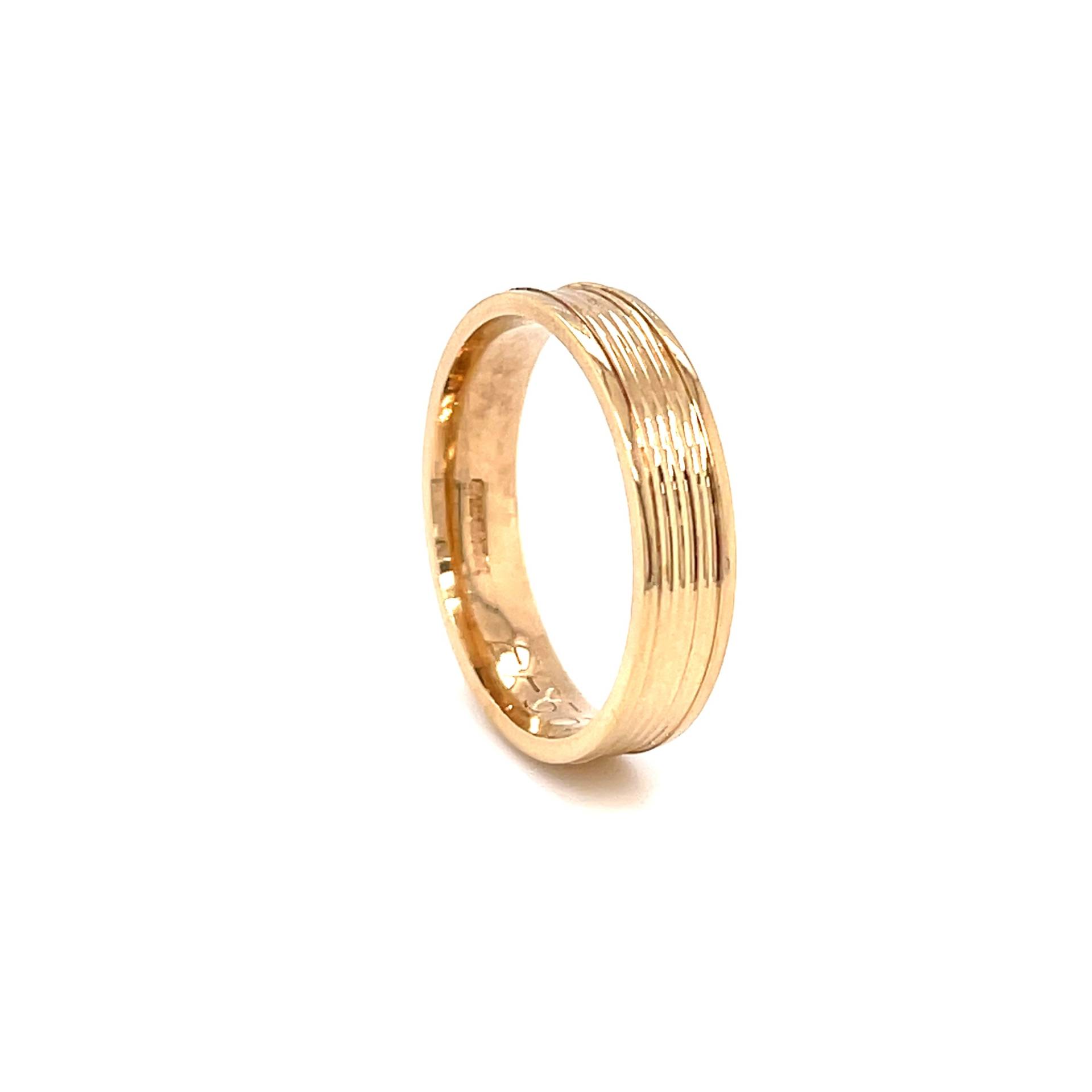 Ureigener 9Ct Gelbgold 4mm Gerippter Ehering/Kleid Ring, Handarbeit, Uk Markenzeichen, Größe K Und M von Coolrocksjewellery