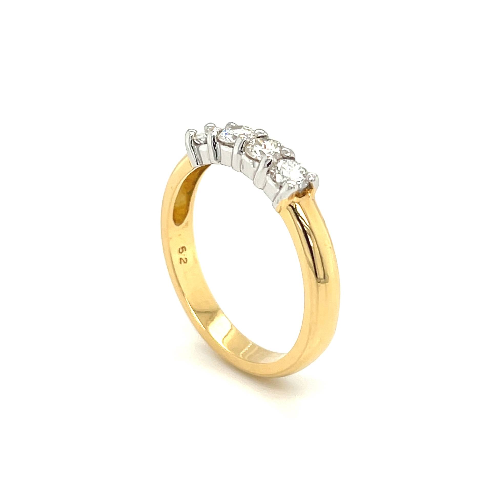 Vor-Besitz 18Ct Gelbgold, Vier Diamant-Ring, Diamant-Gewicht 0, 52 Ct, Uk Markenzeichen, Handgemachte Größe M von Coolrocksjewellery