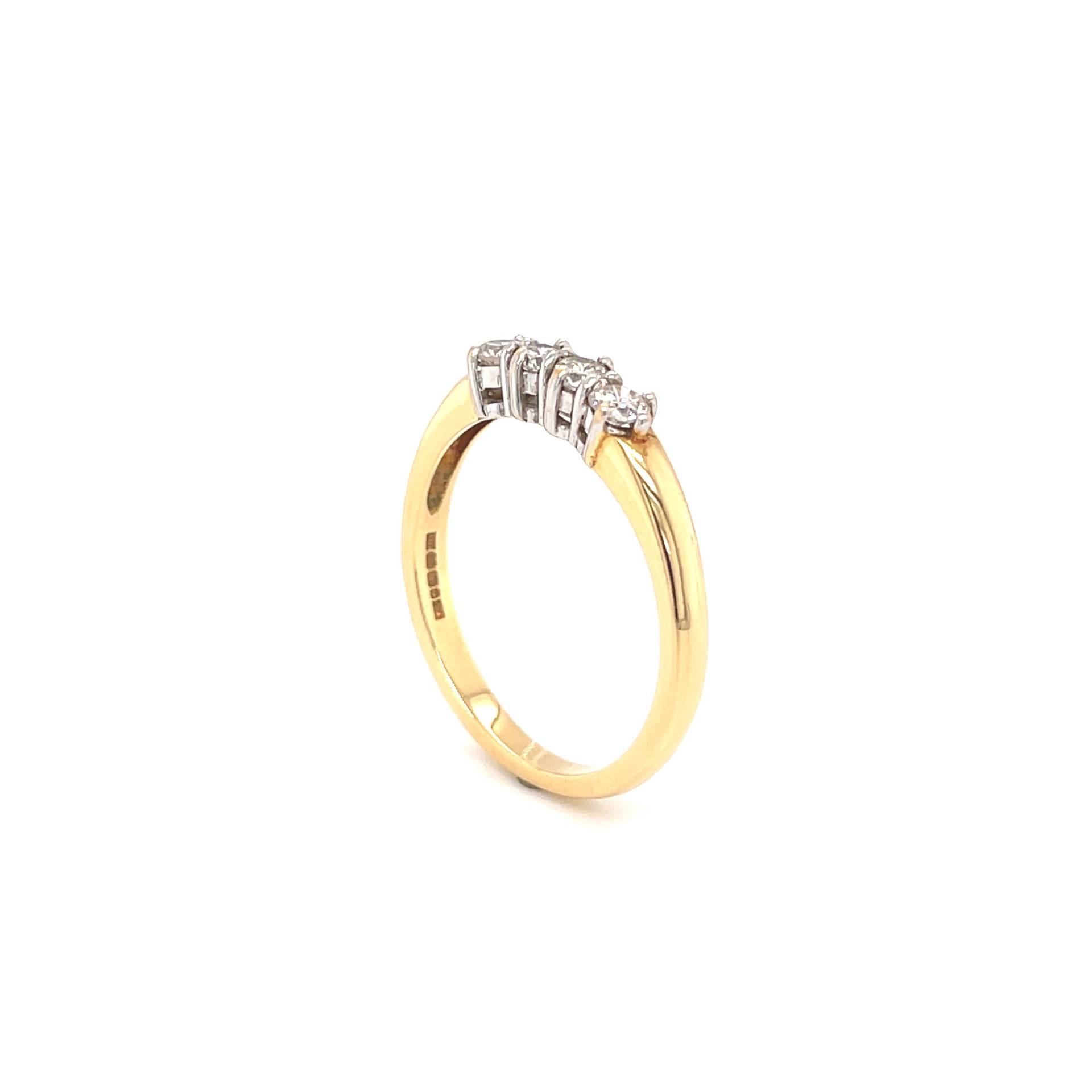 Vor-Besitz 18Ct Gelbgold 4 Stein Diamant Ewigkeit/Verlobung Ehering, Uk Markenzeichen, Kralle Set, Natürliche Diamanten, 0, 36 Ct, Größe O von Coolrocksjewellery